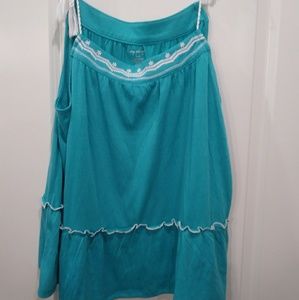 Blue with white details top